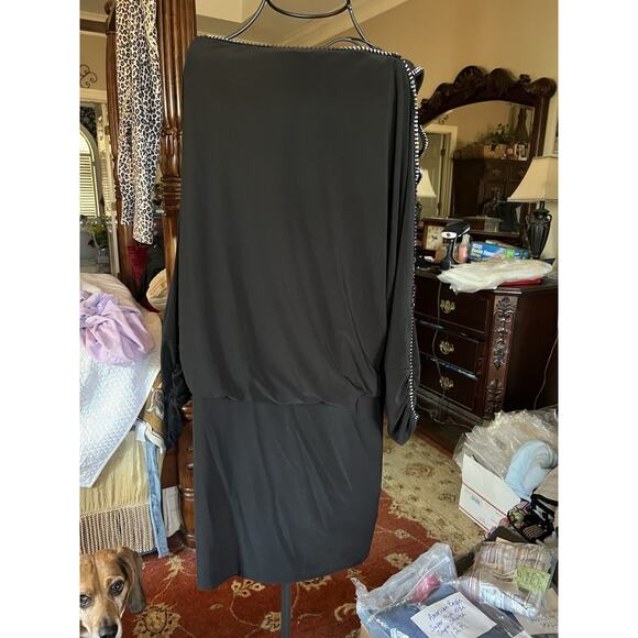 Cold Shoulder Rhinestone Dolman Black Betsy & Adam Cocktail Party Dress Size10 - Picture 13 of 16